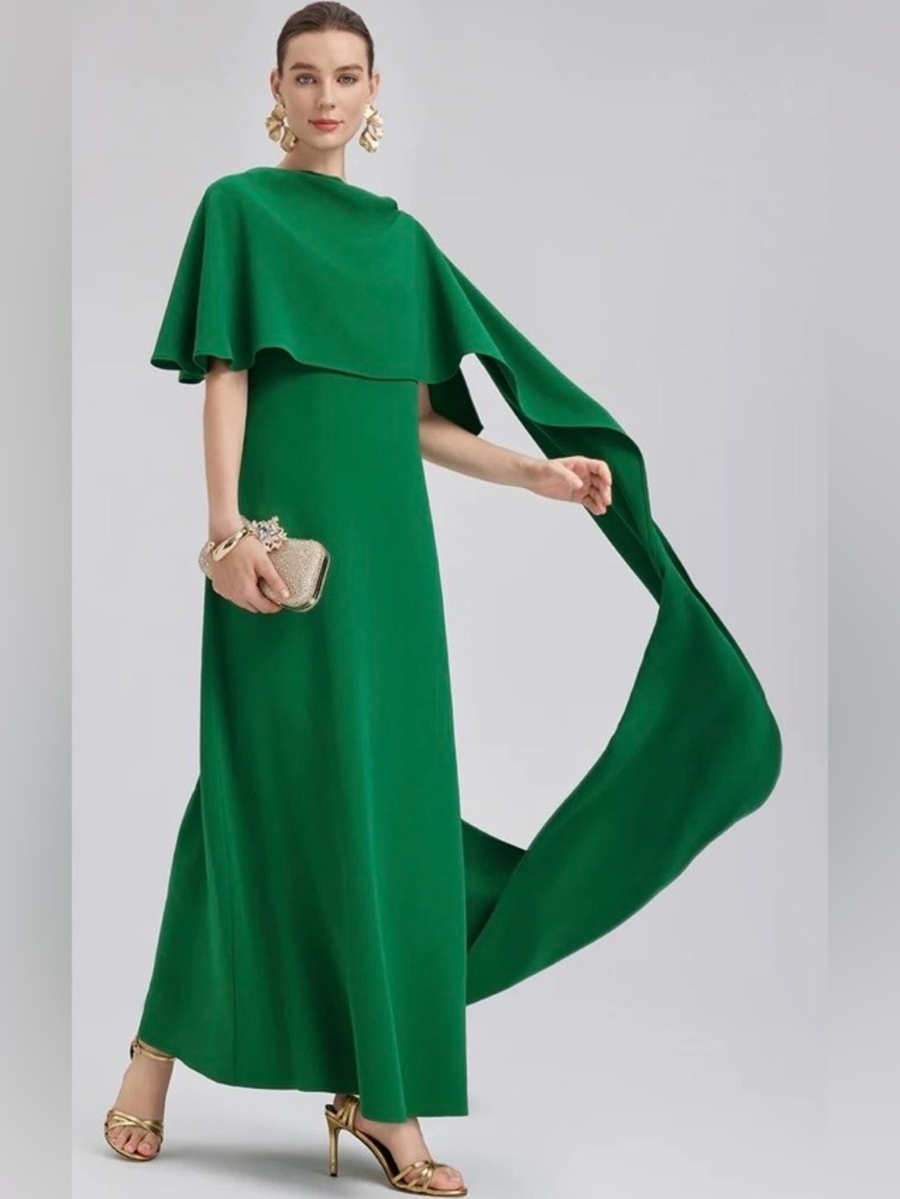 Rich Radi Q’s Emerald Shawl-Tie Evening Gown NWT - Picture 3 of 16
